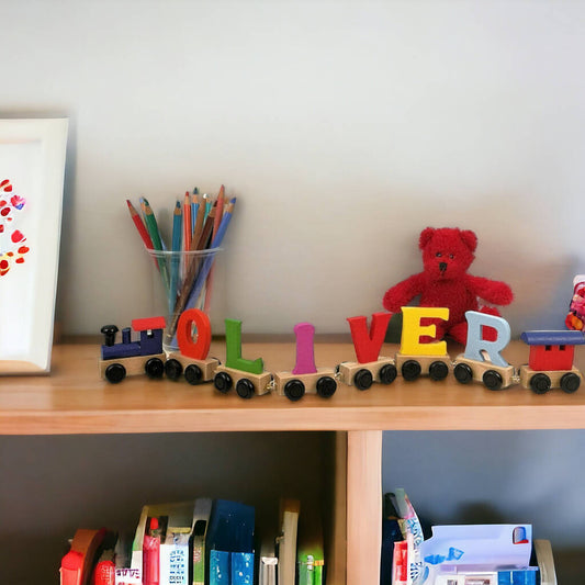 Multi Coloured Wooden Name Train