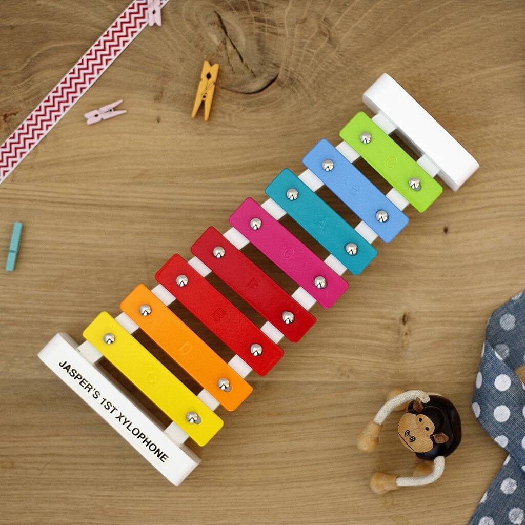 Personalised Wooden White Xylophone, White