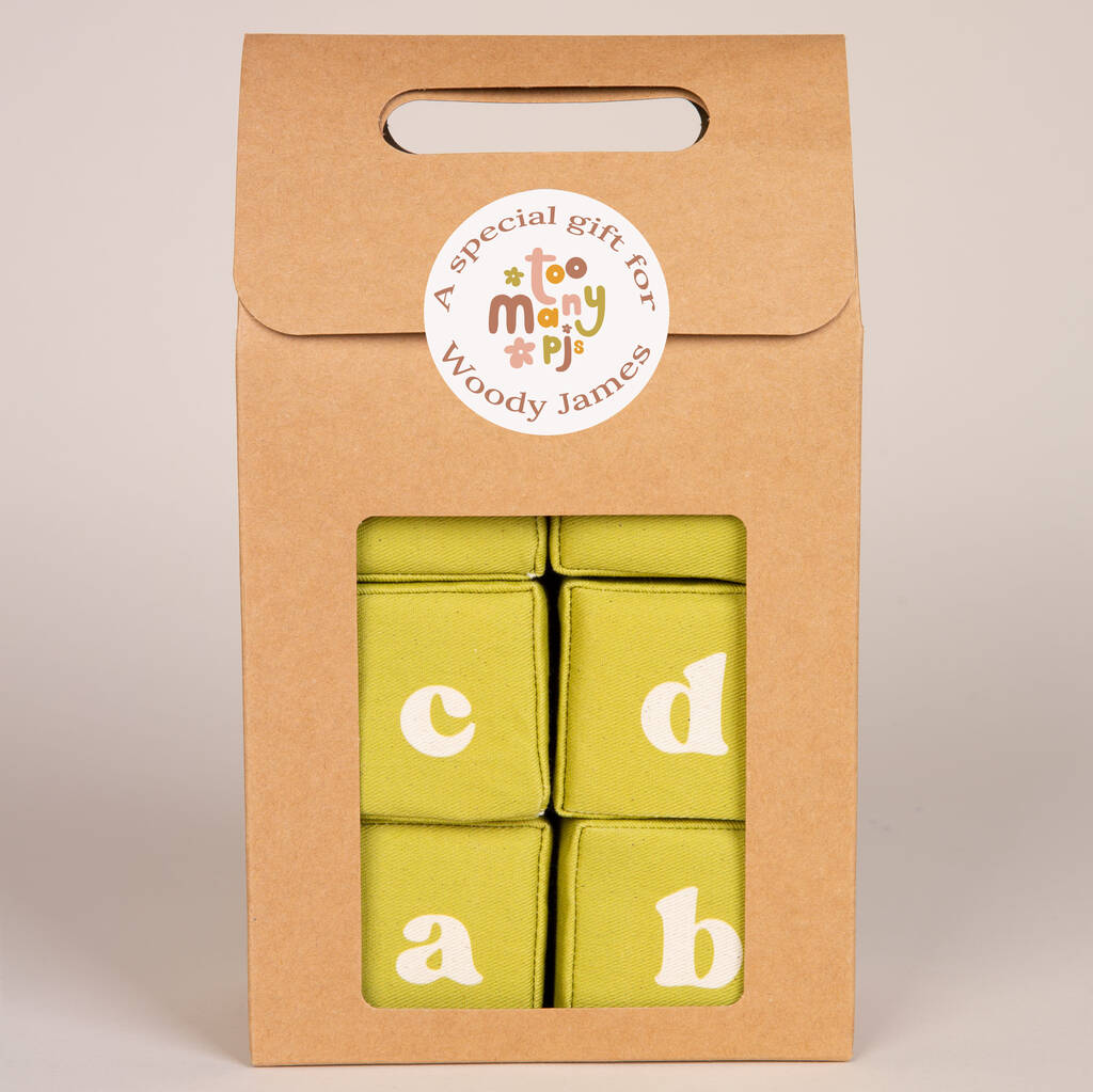 Sensory Baby Alphabet Blocks With Personalised Option, Brown/Green/Natural