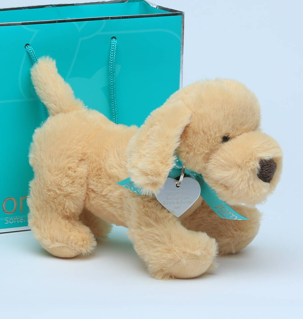 Golden Puppy Dog With Personalised Keepsake, Gold