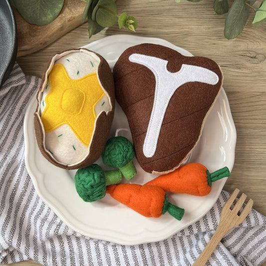 Felt Food Steak And Baked Potato Dinner Play Set