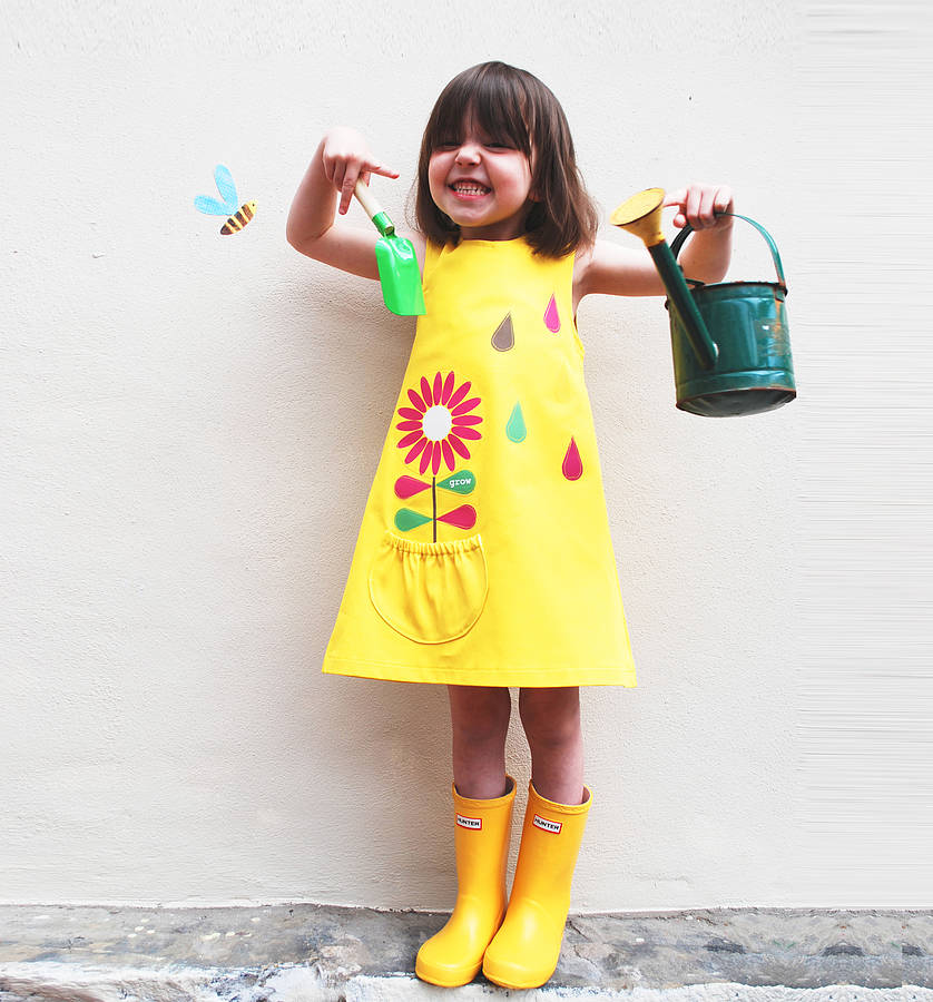 Girl's Yellow Summer Flower Dress, Yellow