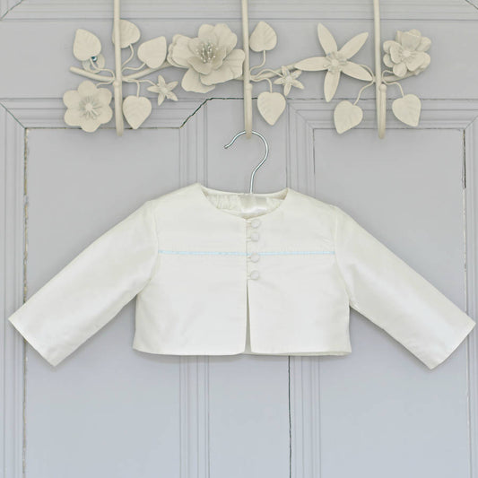 Venice Boys Ivory Silk Christening Jacket, Ivory