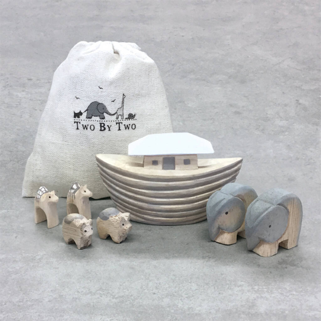 Wooden Noah's Ark Set In Gift Bag