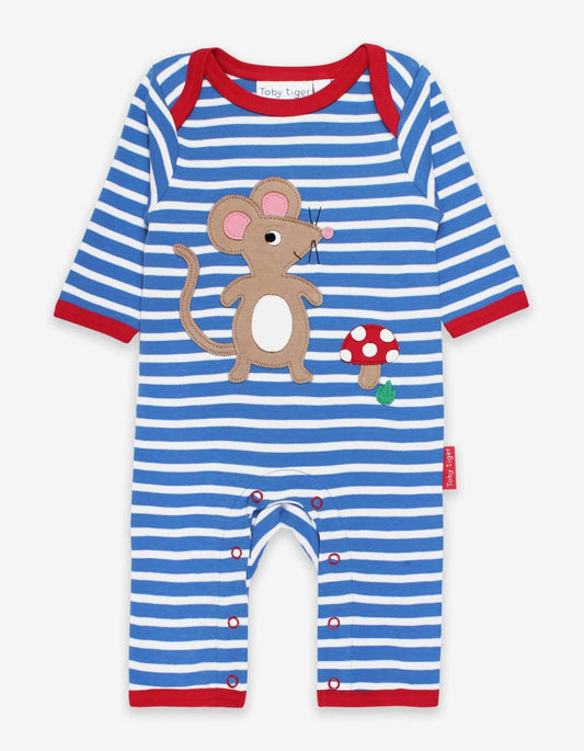 Organic Mouse and Mushroom Applique Sleepsuit