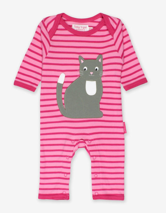 Organic Kitten Applique Sleepsuit