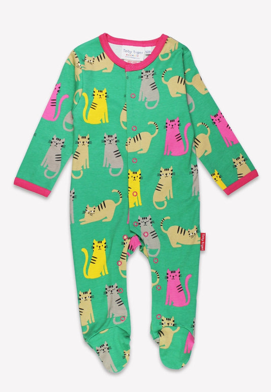 Organic Kitten Print Sleepsuit