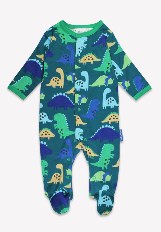 Organic Tonal Dinosaur Print Sleepsuit