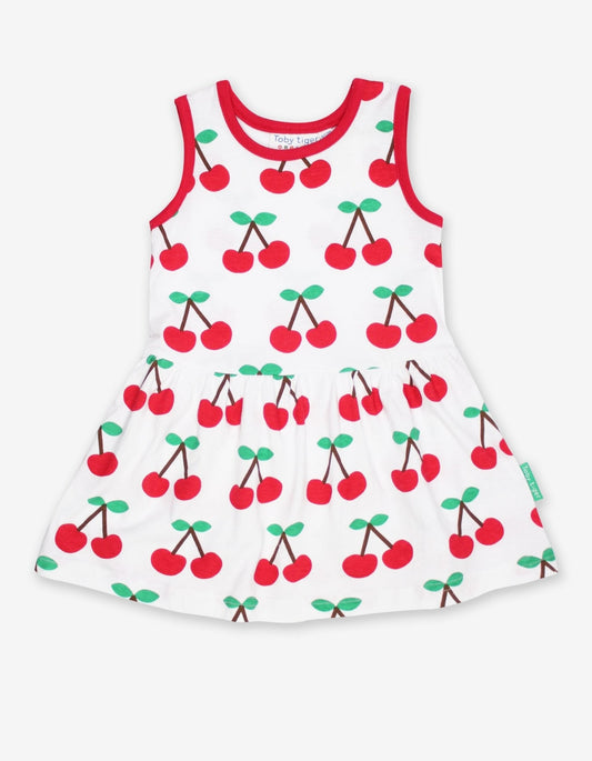 Organic Cherry Print Summer Dress