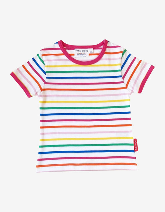 Organic Pink Rainbow Stripe T-Shirt