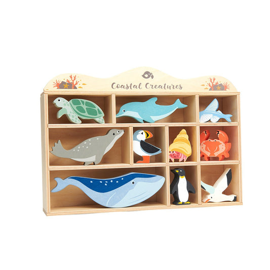 10 Sea Creature Animals & Shelf - Wooden CDU + product - ELLIE