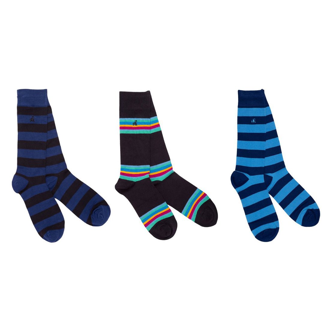 Blue Stripe Sock Box - 3 Pairs of Bamboo Socks (His) - Clothing - ELLIE