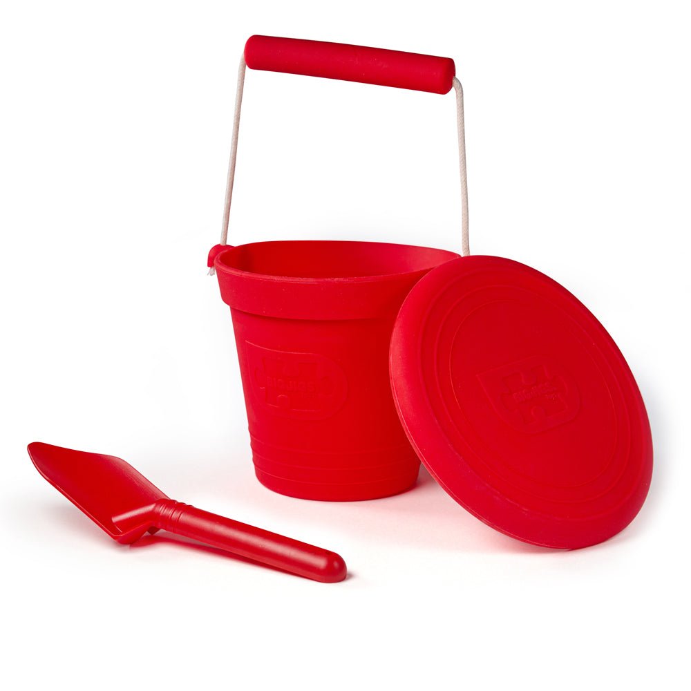 Cherry Red Silicone Bucket, Flyer and Spade Set - ELLIE