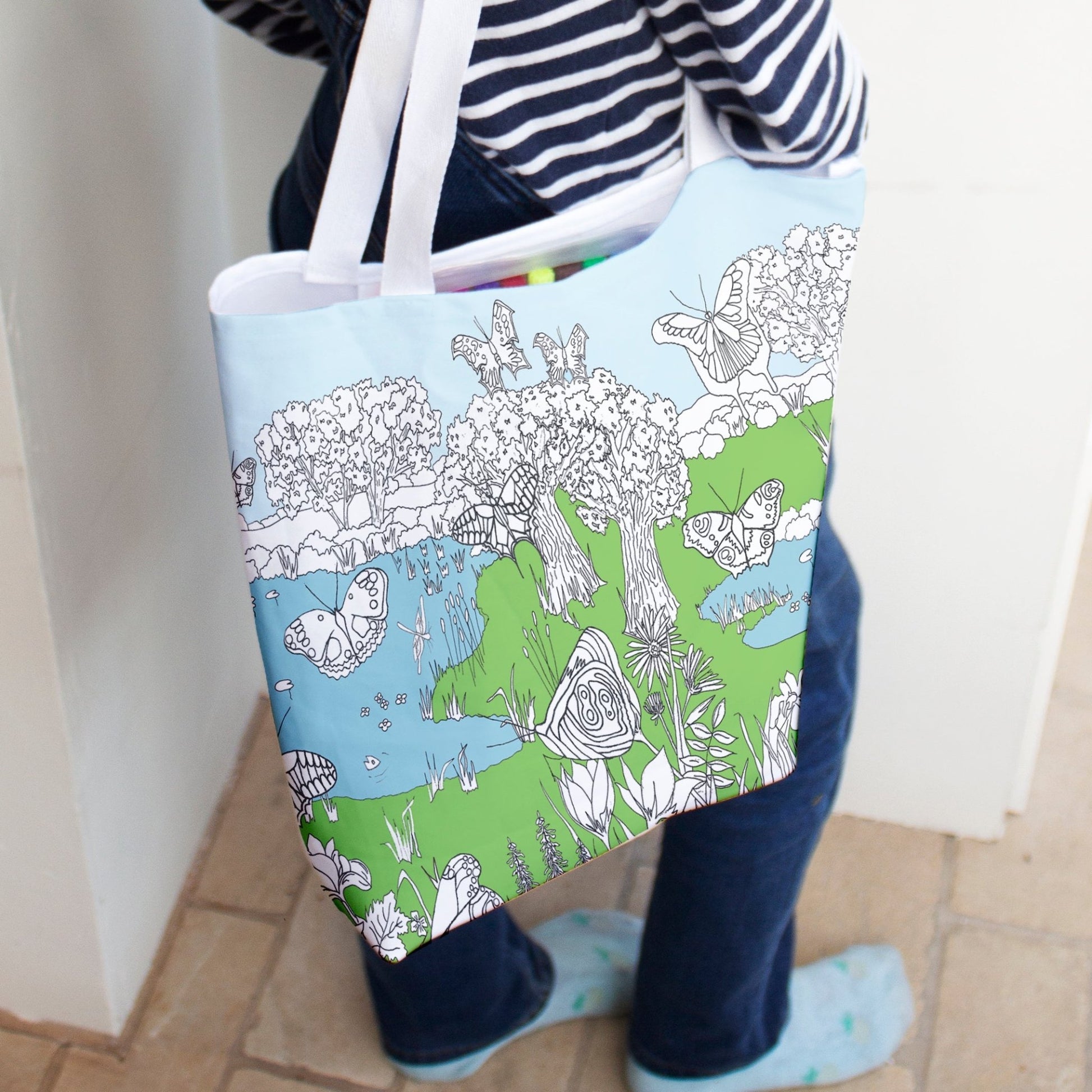 Colour & Carry Butterfly Tote Bag - Educational Colouring Gifts - ELLIE