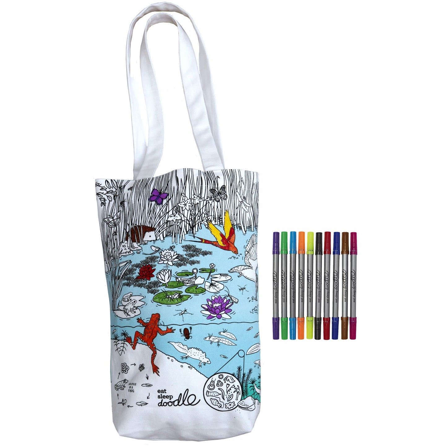 Colour & Carry Pond Life Tote Bag - Educational Colouring Gifts - ELLIE