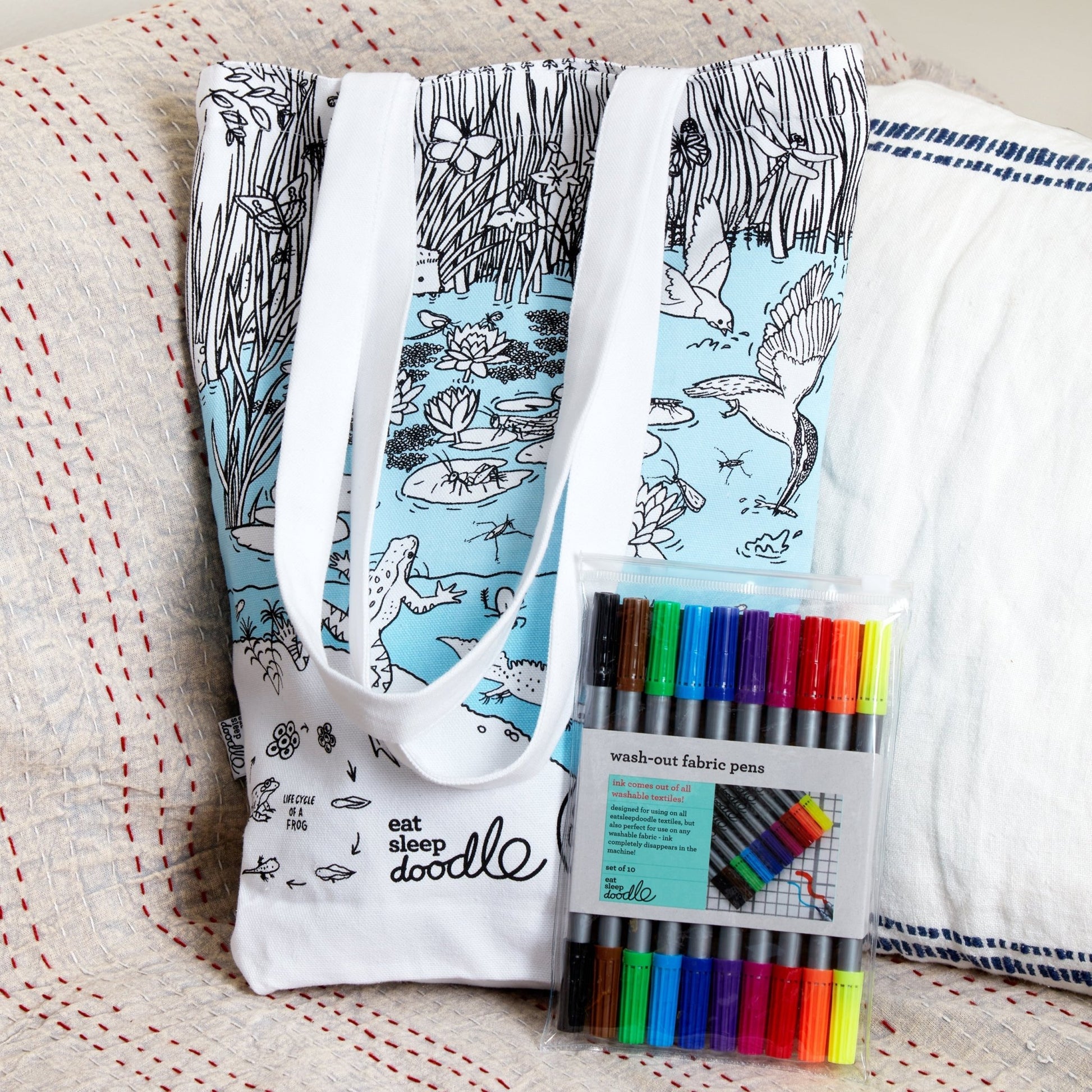 Colour & Carry Pond Life Tote Bag - Educational Colouring Gifts - ELLIE