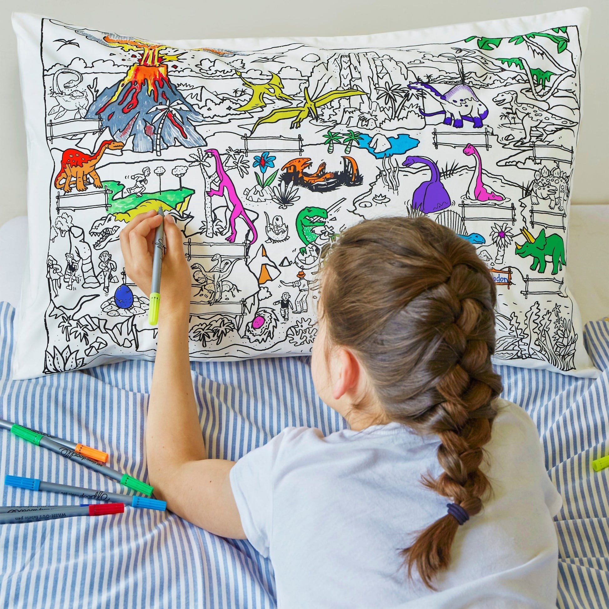 Colour Your Own Dinosaur Pillowcase - Educational Colouring Gifts - ELLIE