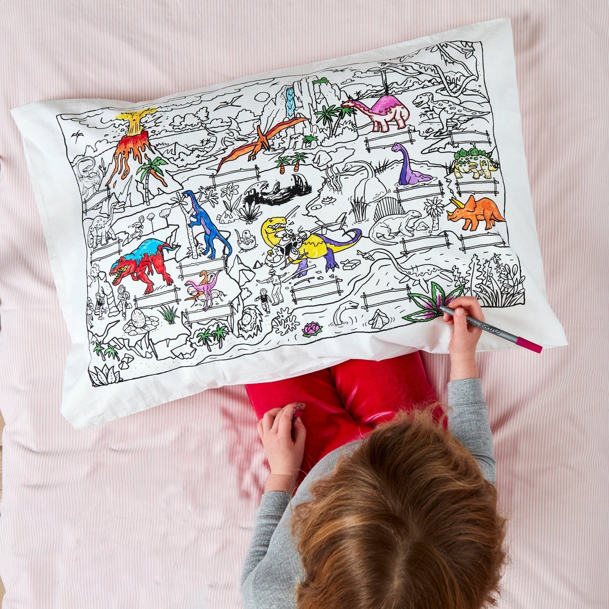 Colour Your Own Dinosaur Pillowcase - Educational Colouring Gifts - ELLIE