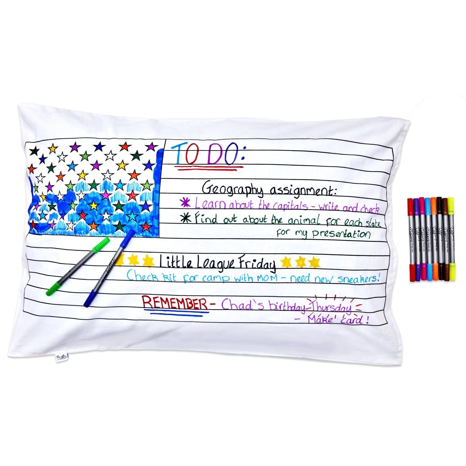 Colour Your Own US Map Pillowcase - Educational Colouring Gifts - ELLIE