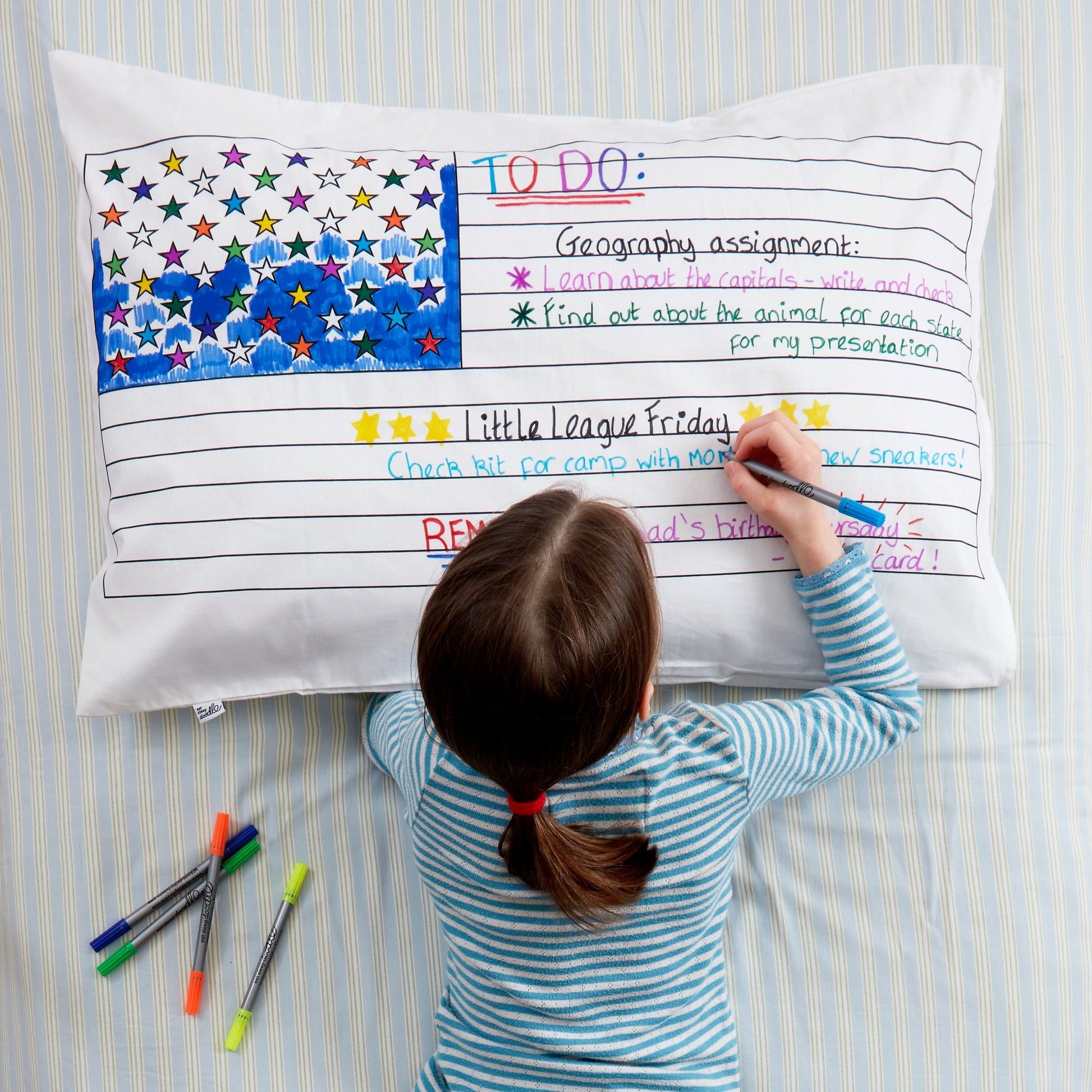 Colour Your Own US Map Pillowcase - Educational Colouring Gifts - ELLIE