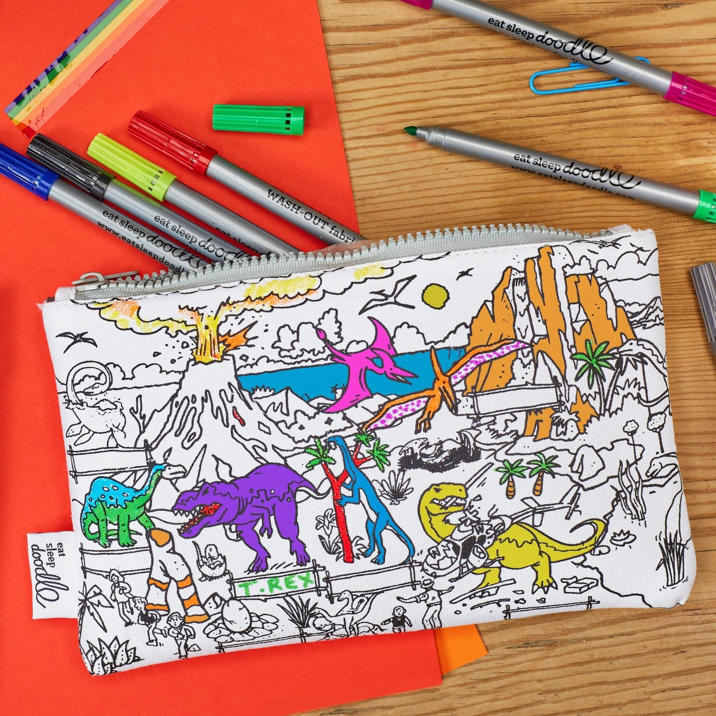 Dinosaur Pencil Case - Colour in & Learn - Educational Colouring Gifts - ELLIE