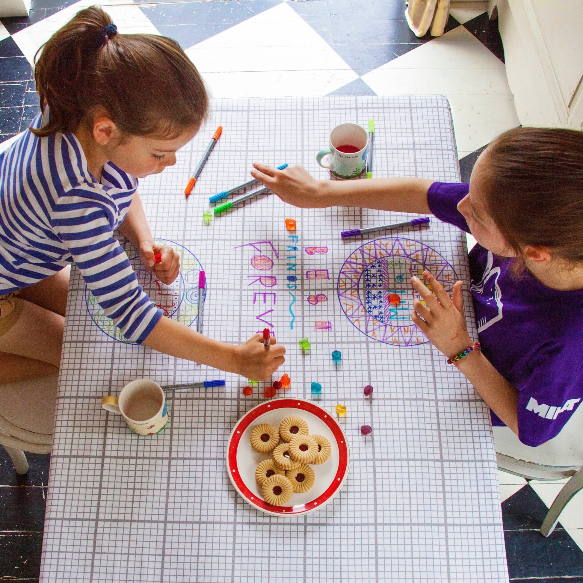 Doodle Grid Tablecloth - Colour & Design - Educational Colouring Gifts - ELLIE