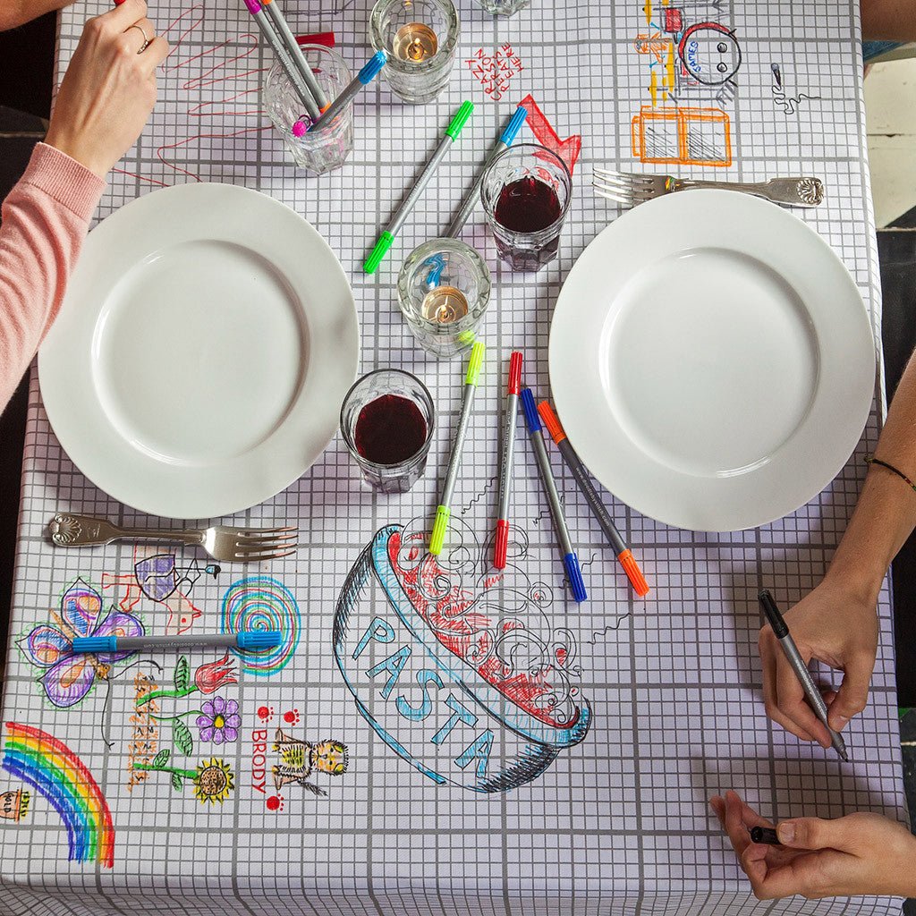 Doodle Grid Tablecloth - Colour & Design - Educational Colouring Gifts - ELLIE