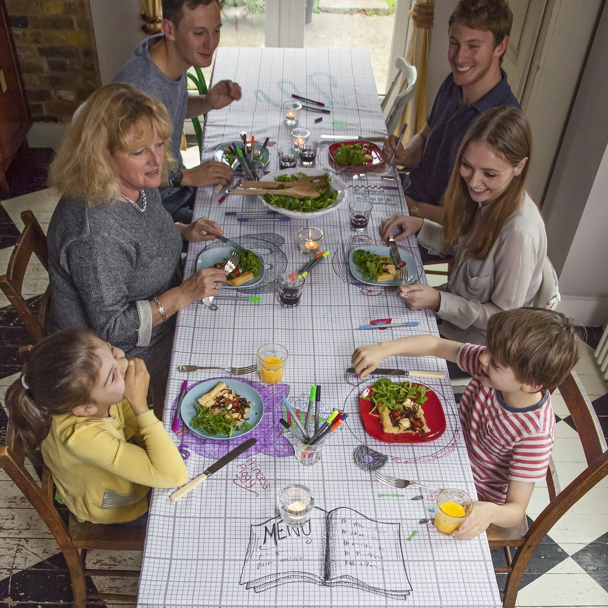 Doodle Grid Tablecloth - Colour & Design - Educational Colouring Gifts - ELLIE