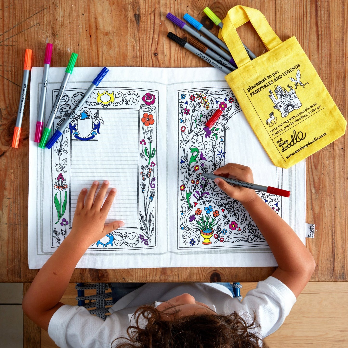 Fairytales & Legends Placemat to Go - Colour in & Learn - Educational Colouring Gifts - ELLIE