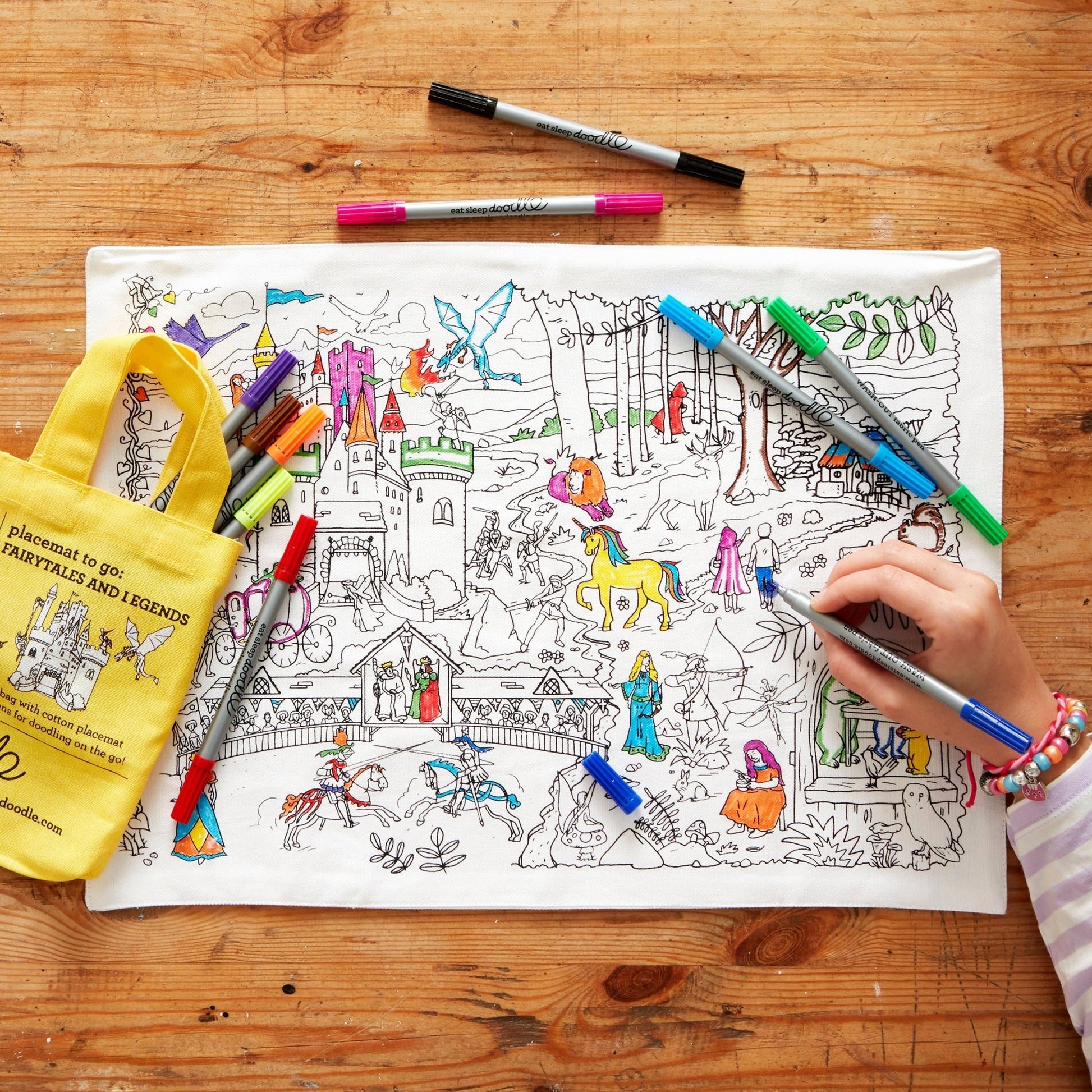 Fairytales & Legends Placemat to Go - Colour in & Learn - Educational Colouring Gifts - ELLIE