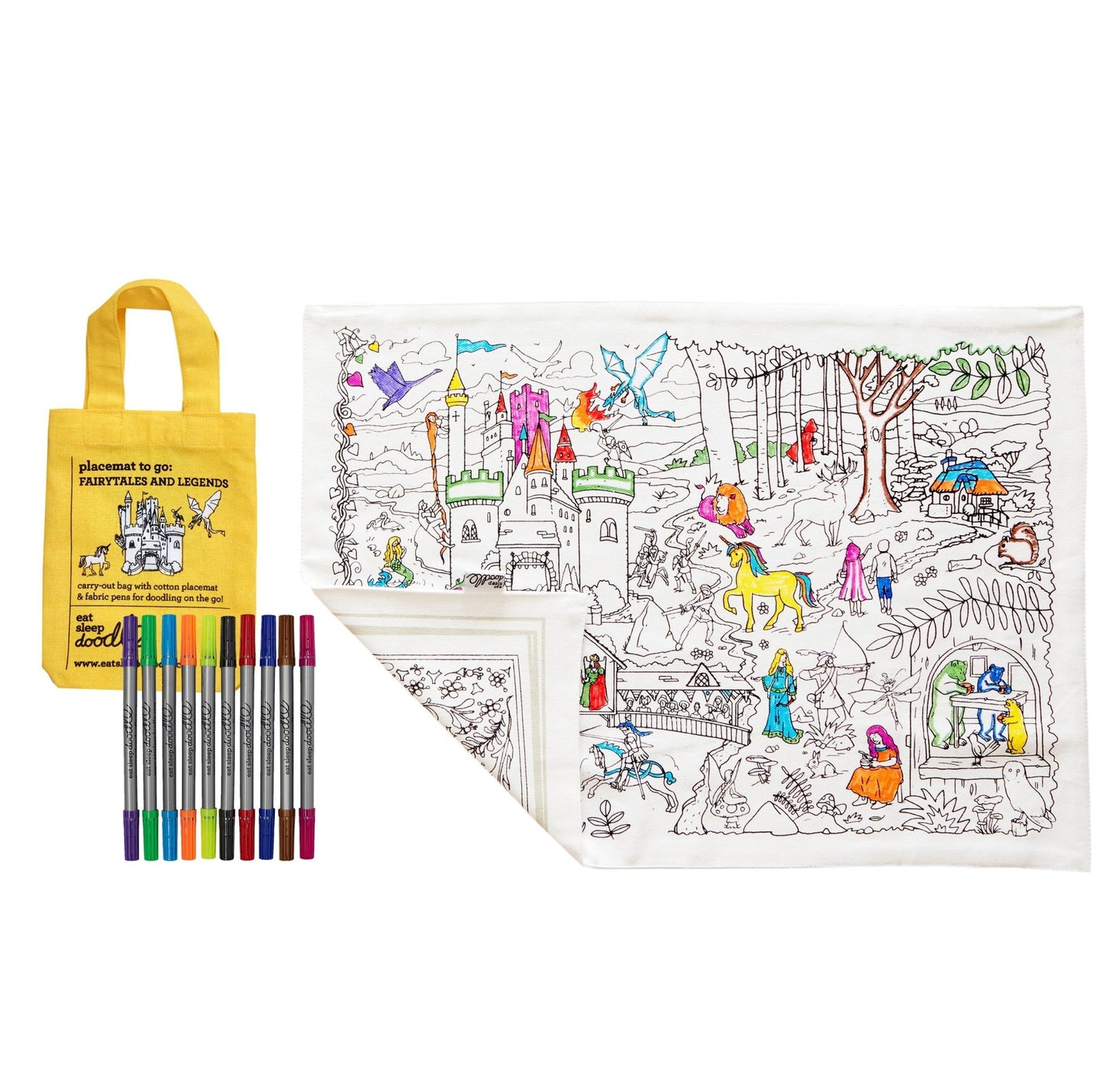 Fairytales & Legends Placemat to Go - Colour in & Learn - Educational Colouring Gifts - ELLIE