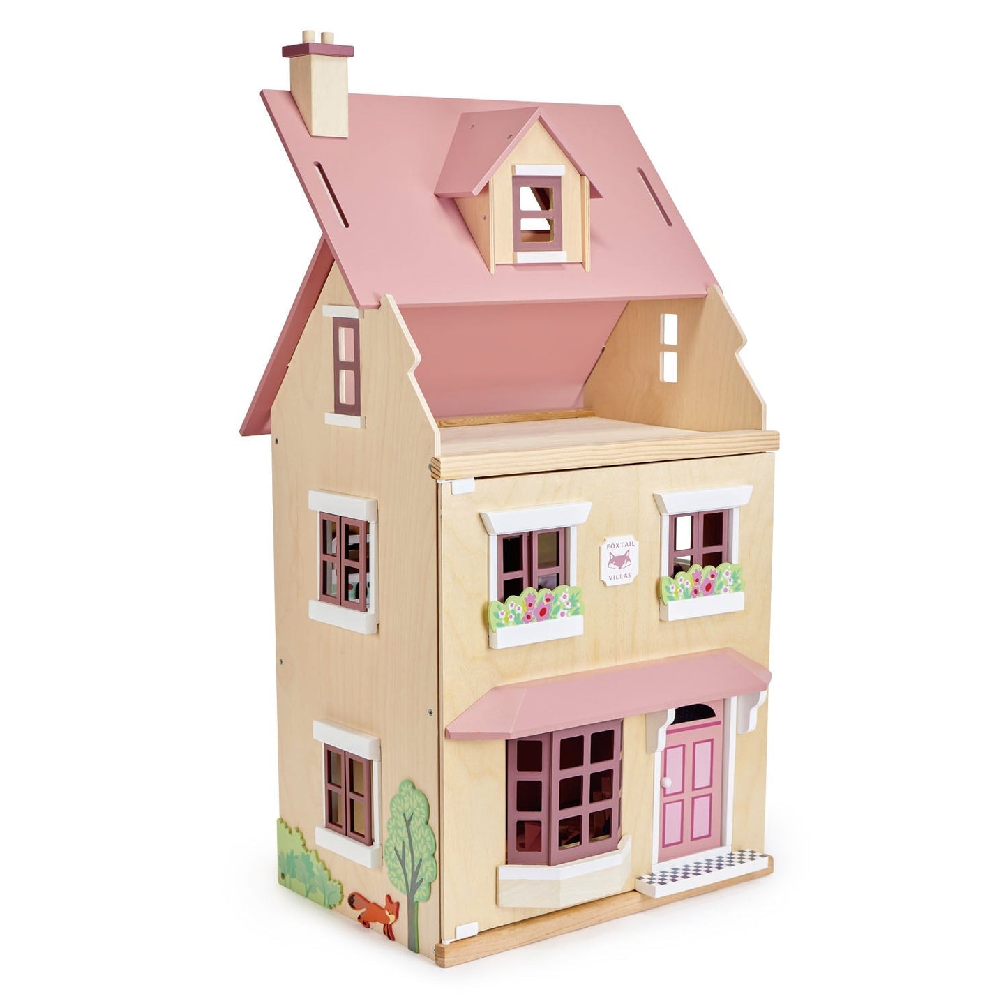 Foxtail Villa + Furniture in Pink - Wooden dolls house - ELLIE