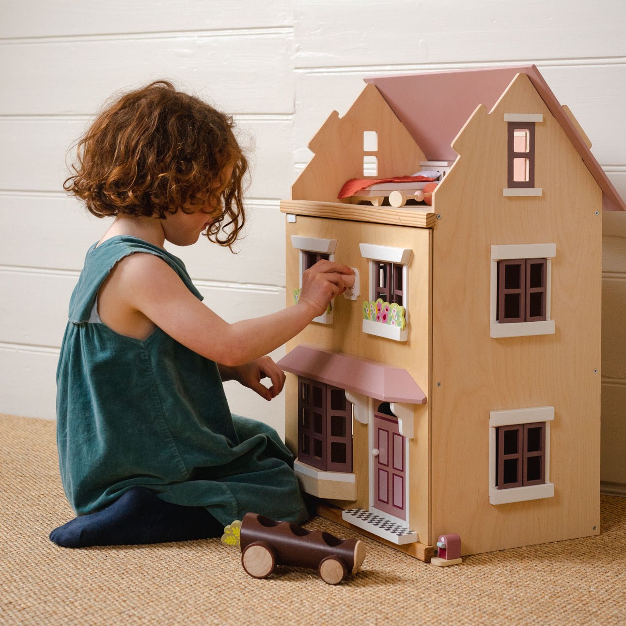 Foxtail Villa + Furniture in Pink - Wooden dolls house - ELLIE