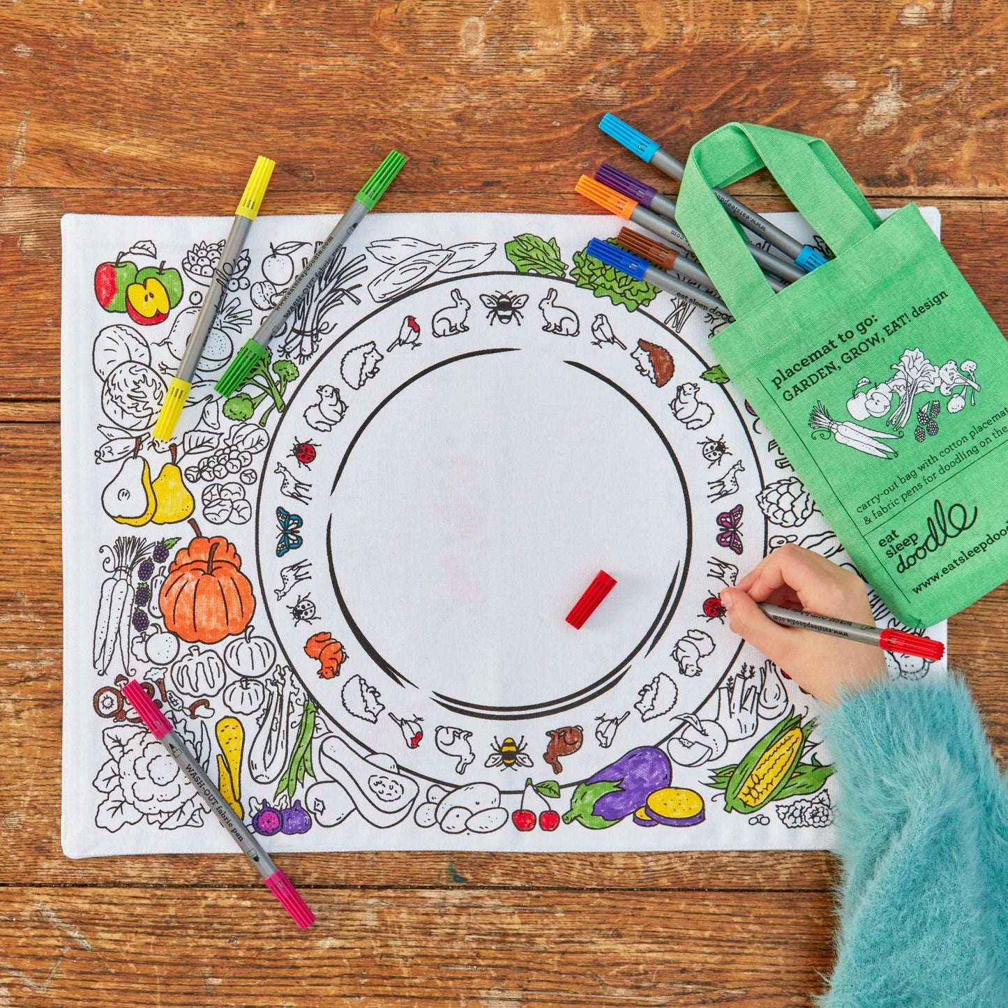 Garden, Grow, Eat! Placemat to Go - Educational Colouring Gifts - ELLIE