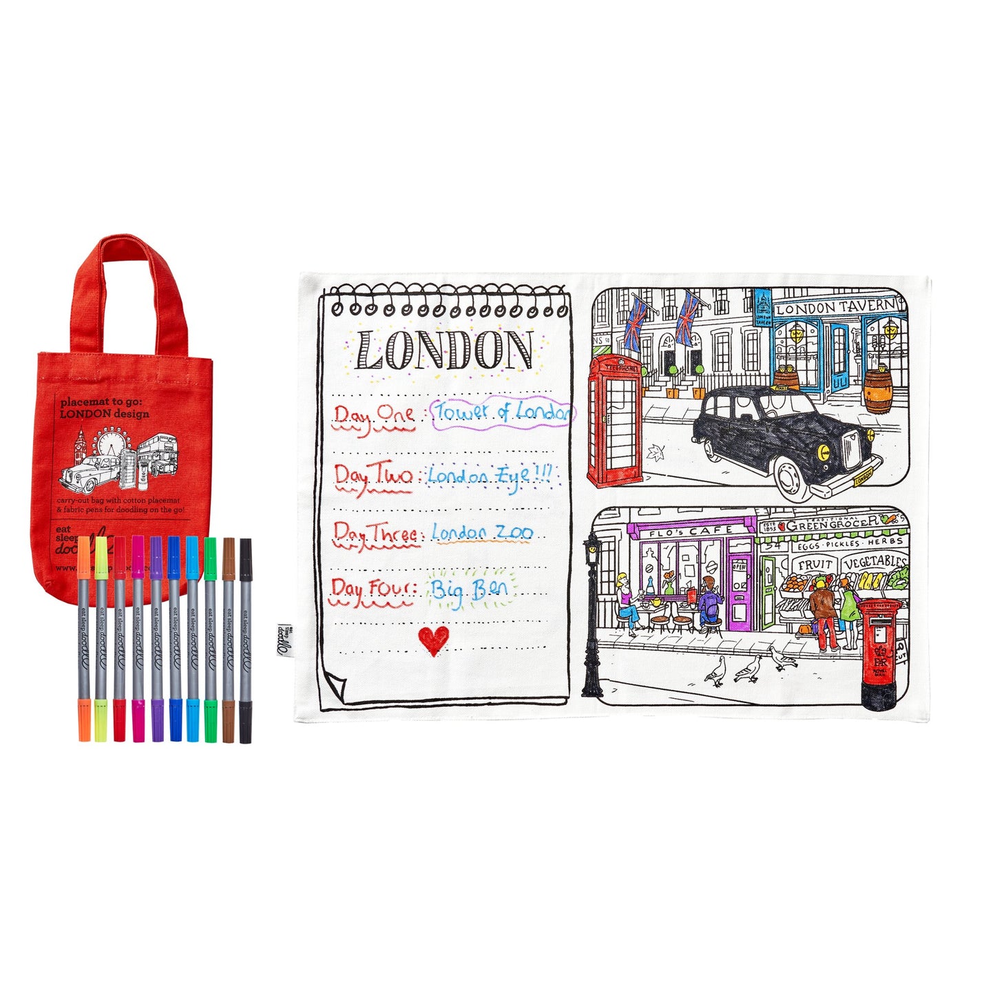 London Placemat to Go - Colour-in and Learn - Educational Colouring Gifts - ELLIE