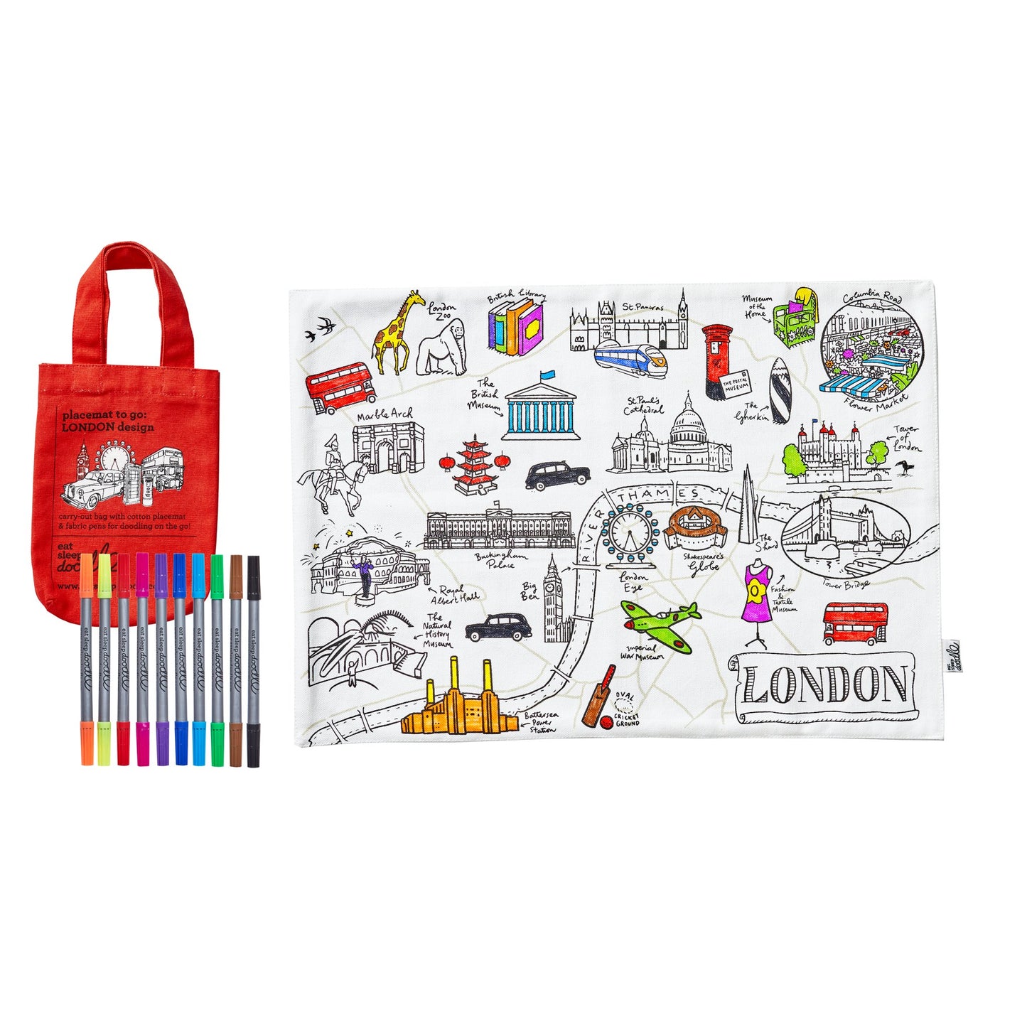 London Placemat to Go - Colour-in and Learn - Educational Colouring Gifts - ELLIE