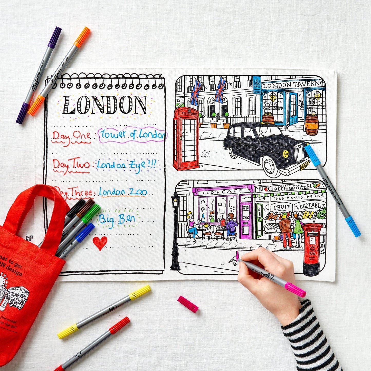 London Placemat to Go - Colour-in and Learn - Educational Colouring Gifts - ELLIE