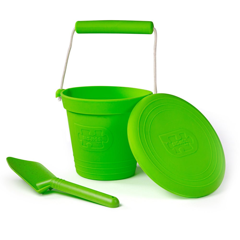 Meadow Green Silicone Bucket, Flyer and Spade Set - ELLIE