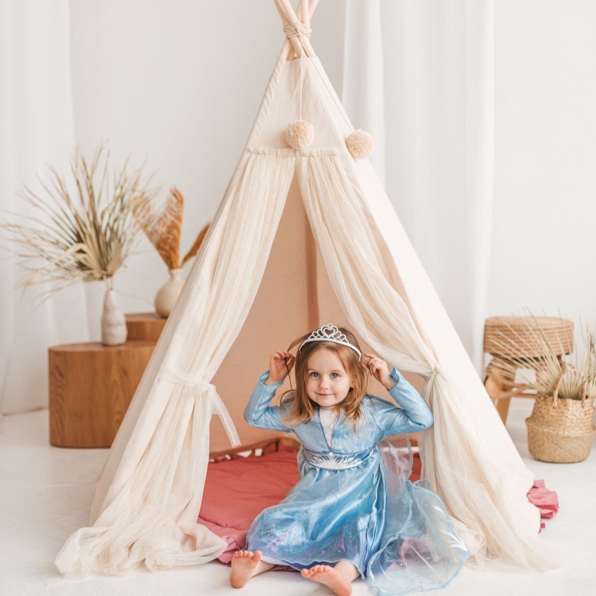 MINICAMP Fairy Kids Play Tent With Tulle in Ecru - Teepee - ELLIE