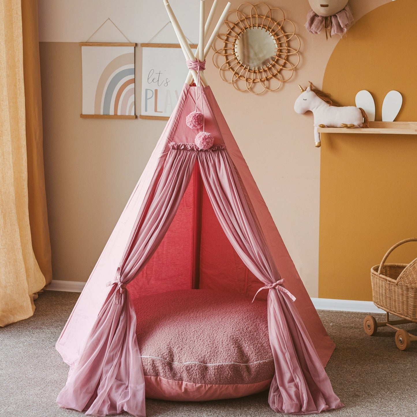 MINICAMP Fairy Kids Play Tent With Tulle in Rose - Teepee - ELLIE