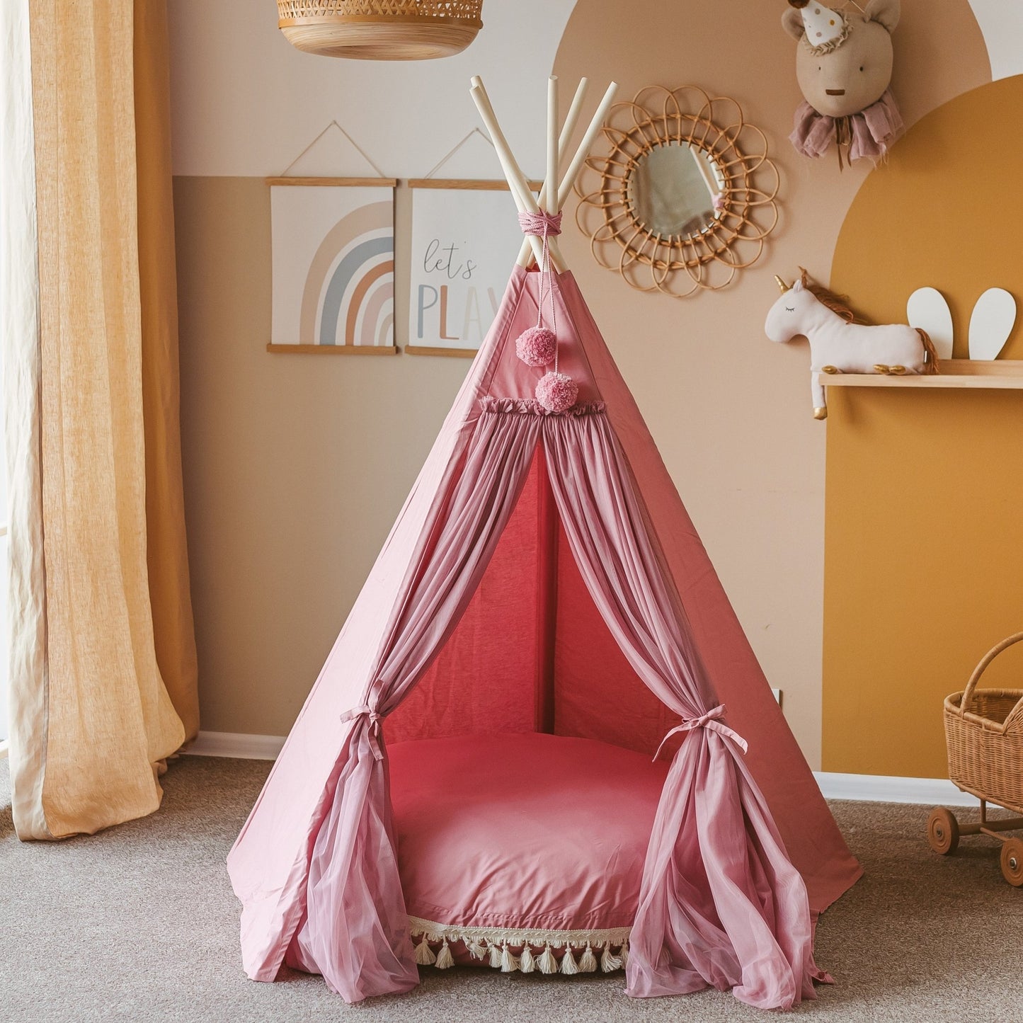 MINICAMP Fairy Kids Play Tent With Tulle in Rose - Teepee - ELLIE