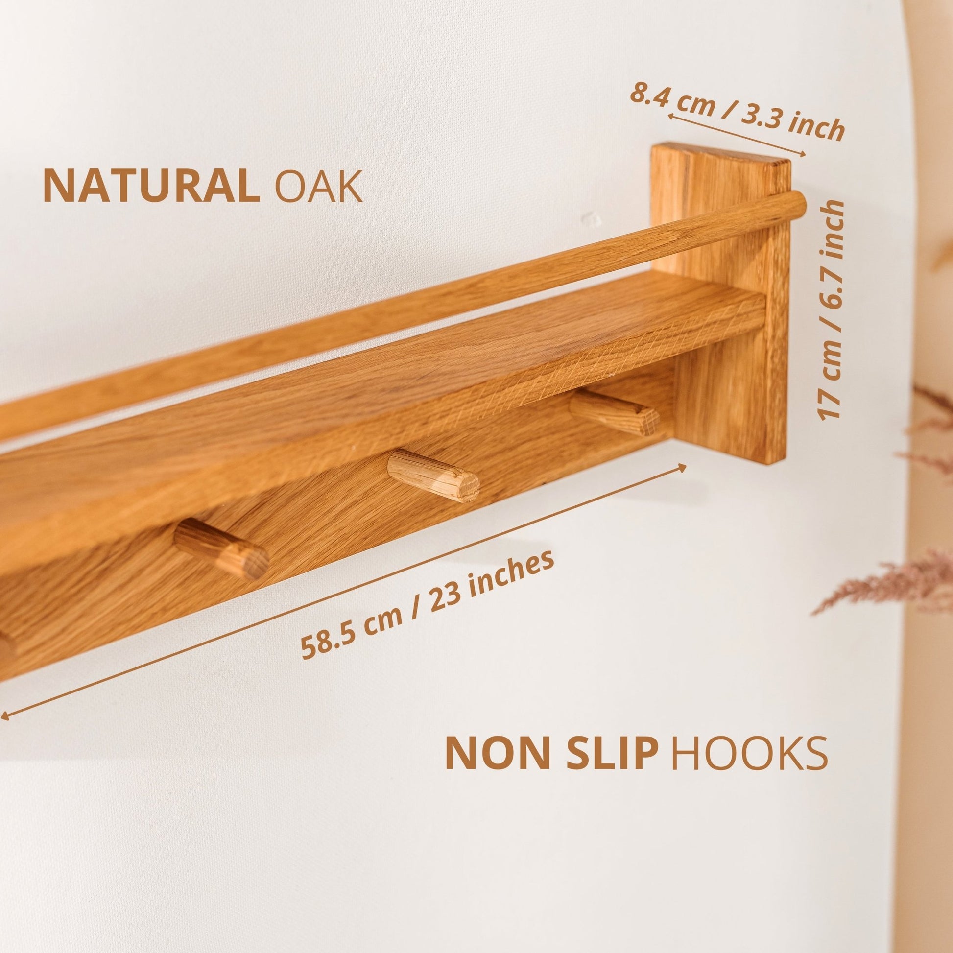 MINICAMP Floating Kids Bookshelf With Coat Hooks Made of Solid Oak - Coat hooks - ELLIE