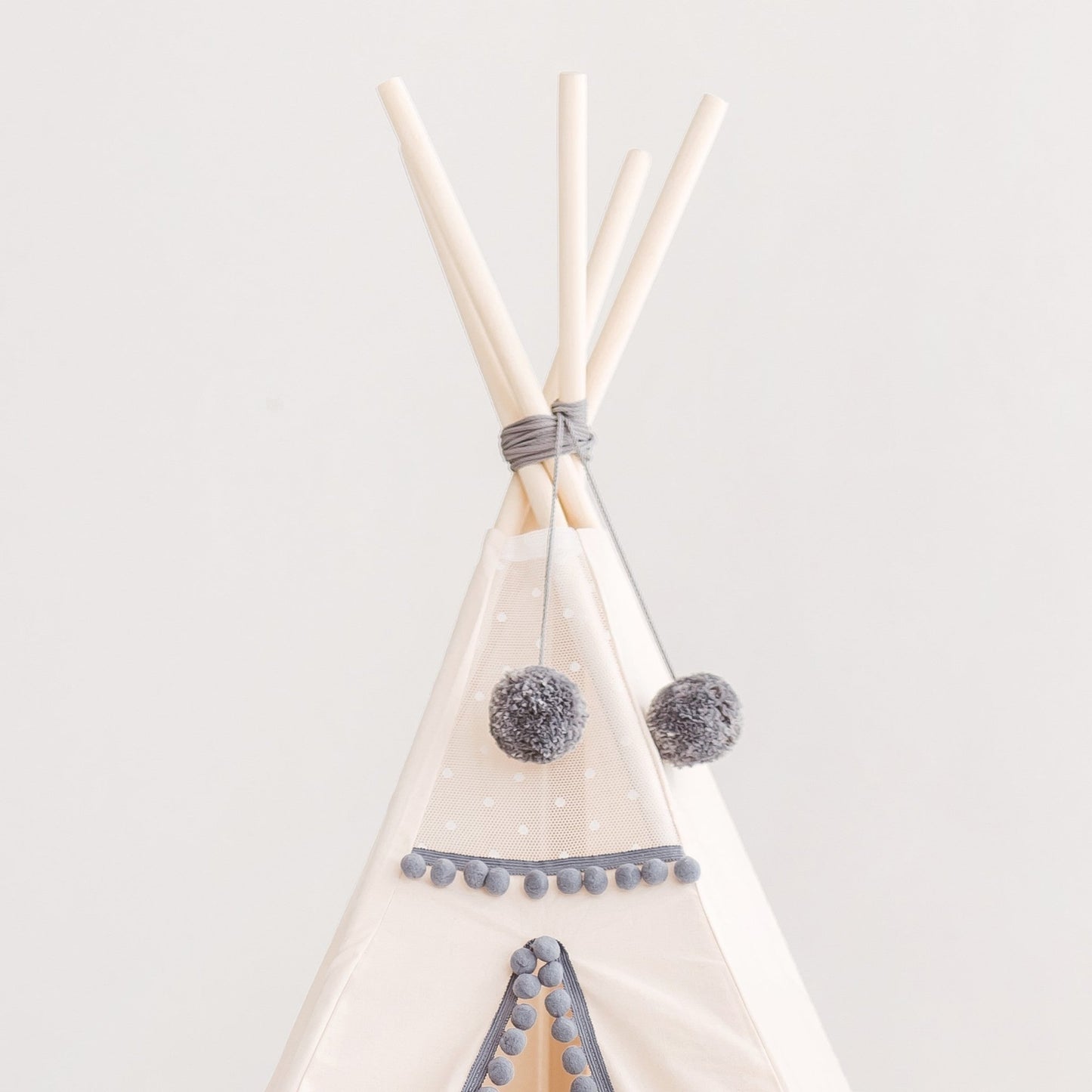 MINICAMP Kids Teepee in Off-White With Grey PomPoms - Teepee - ELLIE