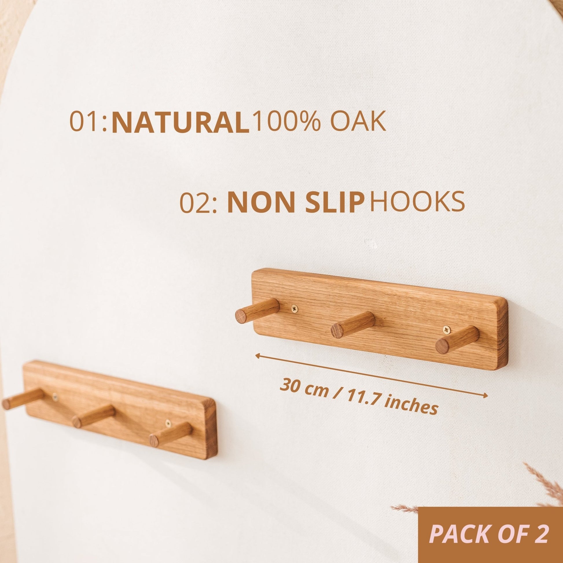 MINICAMP Peg Rail Hanger 2 Pack Made of Solid Oak - Coat hooks - ELLIE