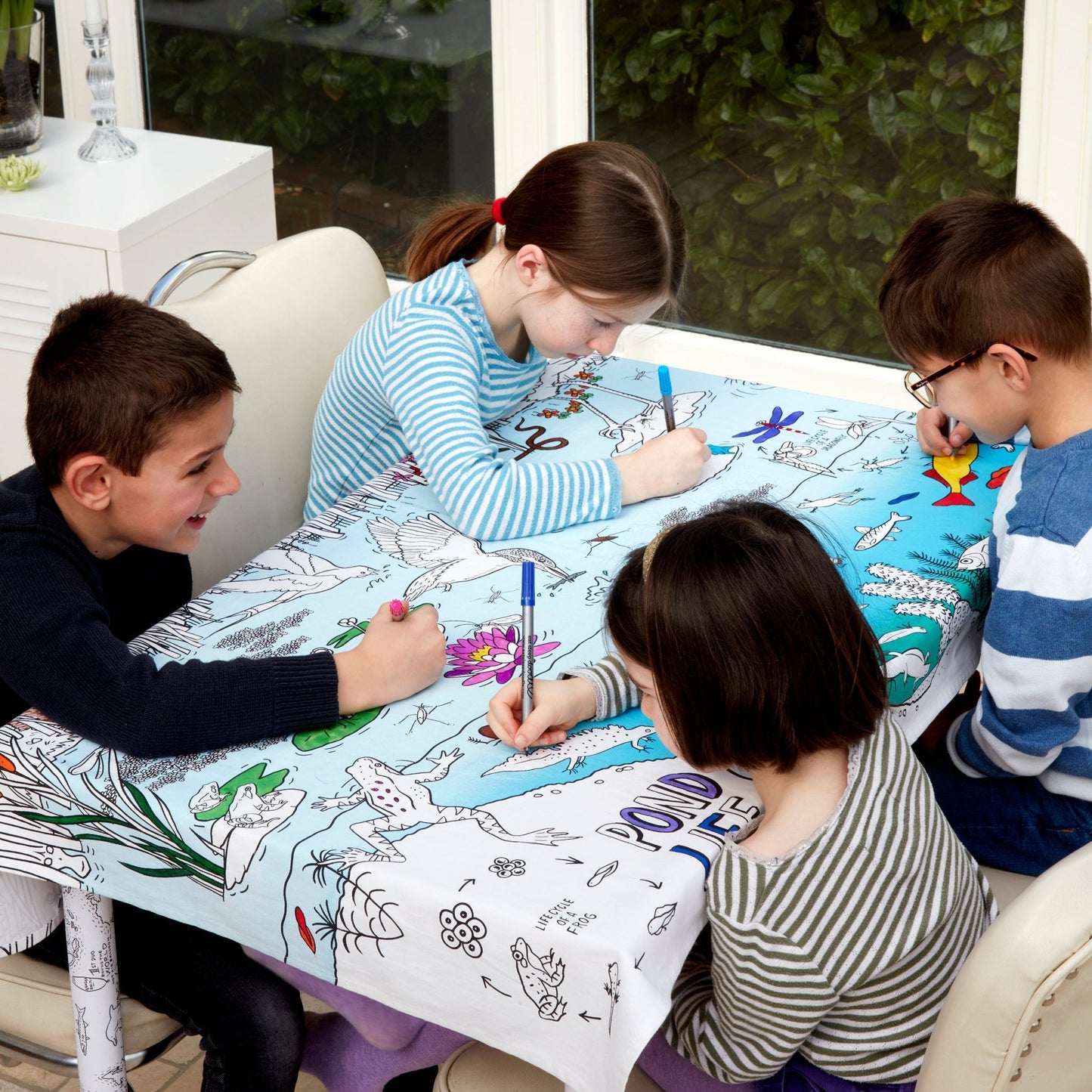 Nature & Wildlife Pond Adventure Tablecloth - Colour in & Learn - Educational Colouring Gifts - ELLIE