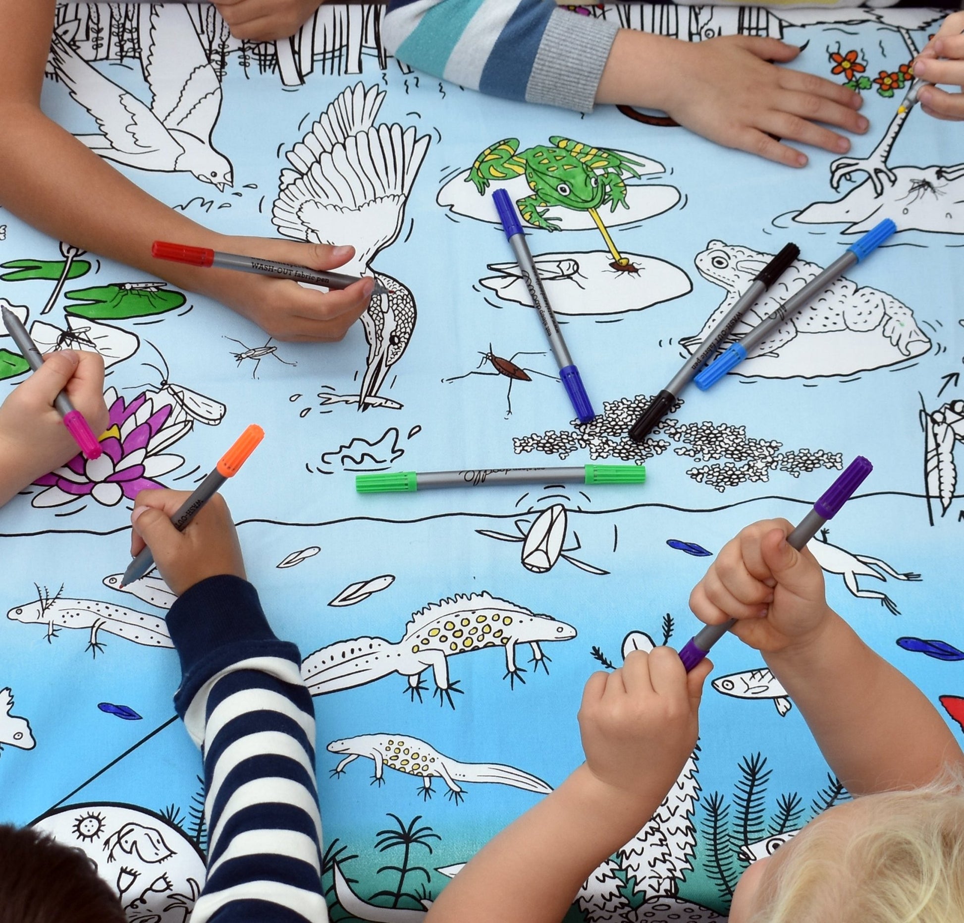 Nature & Wildlife Pond Adventure Tablecloth - Colour in & Learn - Educational Colouring Gifts - ELLIE