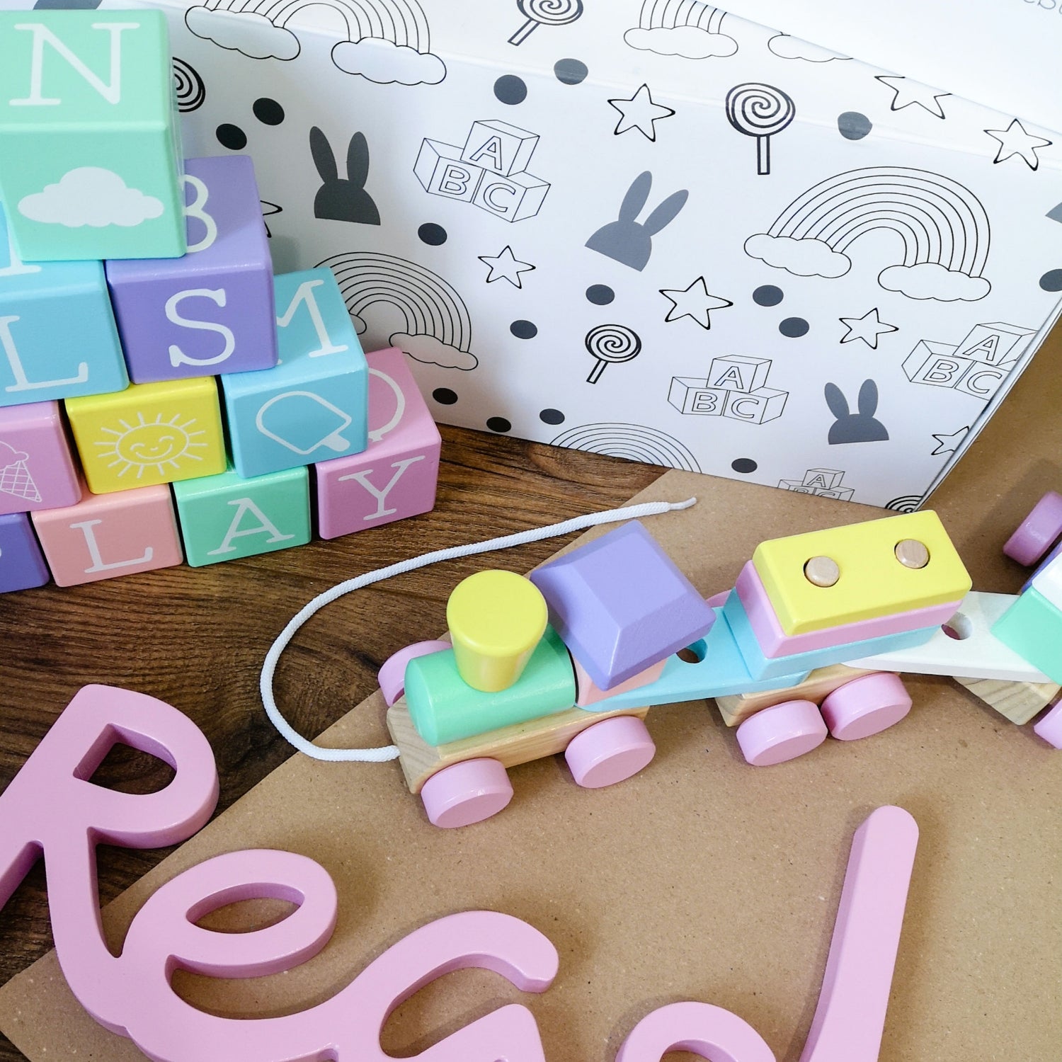 Perfect Pastels Wooden Train Set - ELLIE