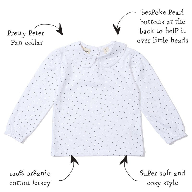 Peter Pan Collar - Grey Dot - Tops & Tees - ELLIE