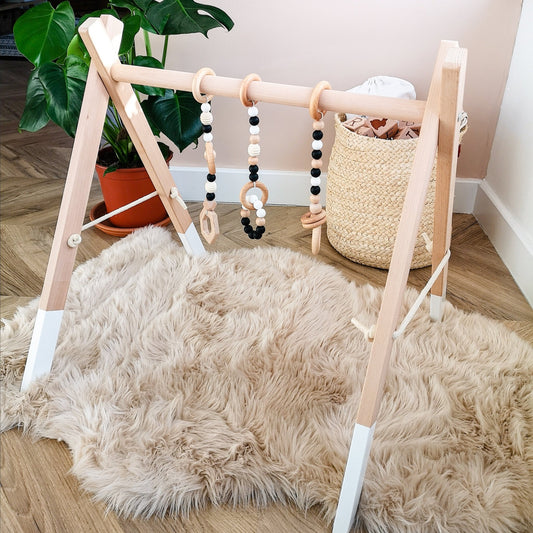 Premium Beech Wood Play Gym With Yellow Charm - ELLIE