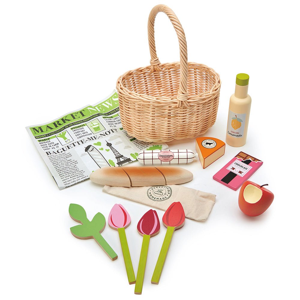 Wicker Shopping Basket - wooden shopping - ELLIE